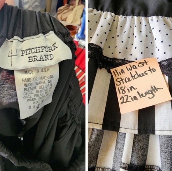 Vintage black white striped and polkadot midi skirt - Picture 2 of 4